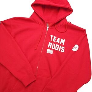 Rudis Hoodie Mens XL Red Team RUDIS USA Full Zip Fleece Patriotic Graphic